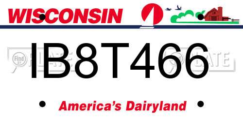 IB8T466 Wisconsin License Plate