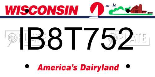 IB8T752 Wisconsin License Plate