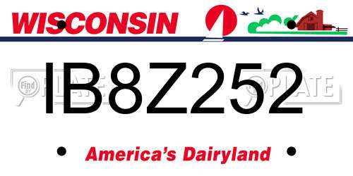 IB8Z252 Wisconsin License Plate