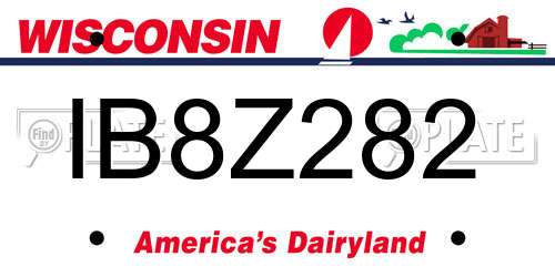 IB8Z282 Wisconsin License Plate