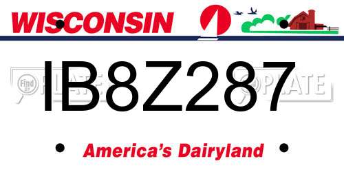 IB8Z287 Wisconsin License Plate