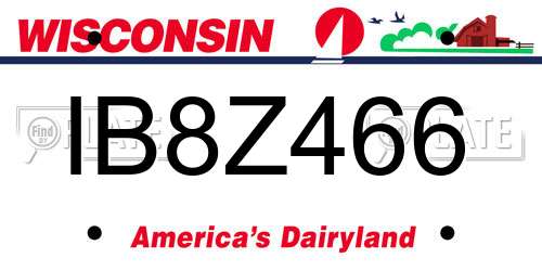 IB8Z466 Wisconsin License Plate