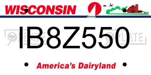 IB8Z550 Wisconsin License Plate