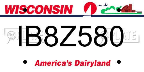IB8Z580 Wisconsin License Plate