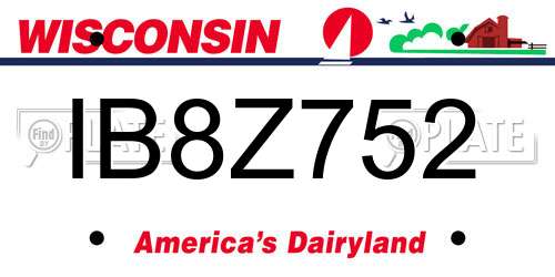 IB8Z752 Wisconsin License Plate