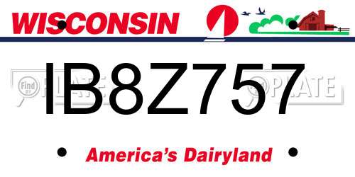 IB8Z757 Wisconsin License Plate