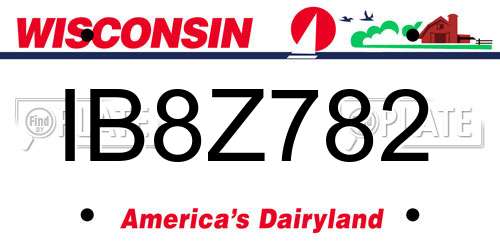 IB8Z782 Wisconsin License Plate