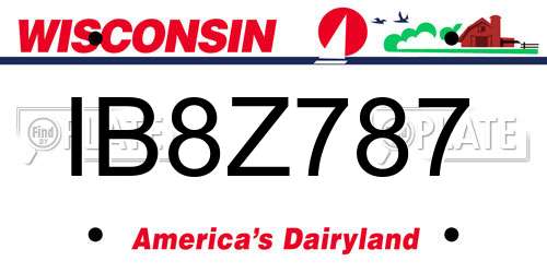 IB8Z787 Wisconsin License Plate