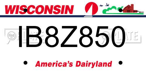 IB8Z850 Wisconsin License Plate