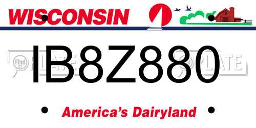 IB8Z880 Wisconsin License Plate