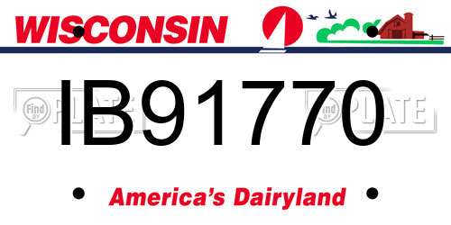 IB91770 Wisconsin License Plate
