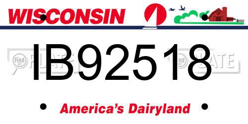 IB92518 Wisconsin License Plate