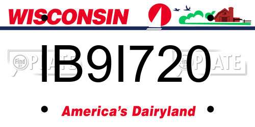 IB9I720 Wisconsin License Plate