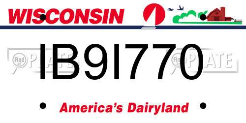IB9I770 Wisconsin License Plate