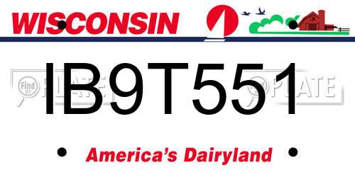 IB9T551 Wisconsin License Plate