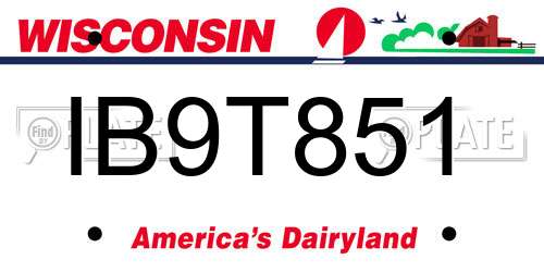 IB9T851 Wisconsin License Plate