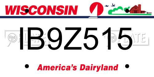 IB9Z515 Wisconsin License Plate