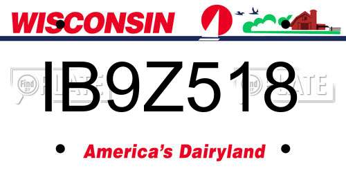 IB9Z518 Wisconsin License Plate