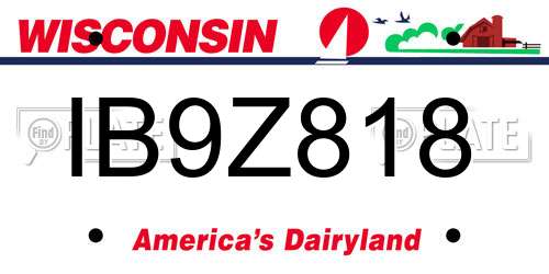 IB9Z818 Wisconsin License Plate