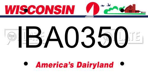 IBA0350 Wisconsin License Plate