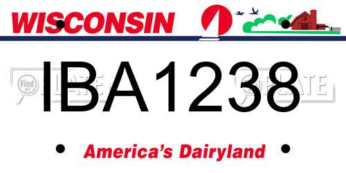 IBA1238 Wisconsin License Plate