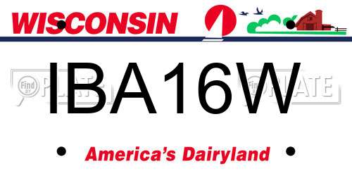 IBA16W Wisconsin License Plate