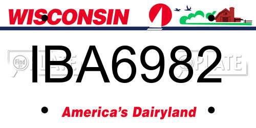 IBA6982 Wisconsin License Plate