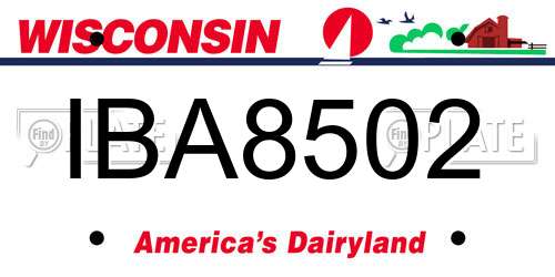 IBA8502 Wisconsin License Plate
