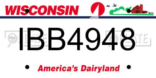 IBB4948 Wisconsin License Plate