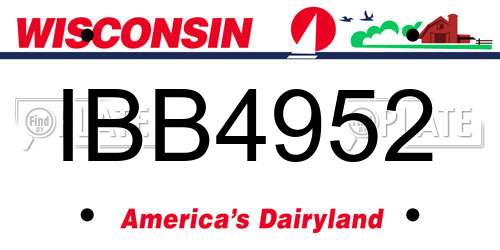 IBB4952 Wisconsin License Plate