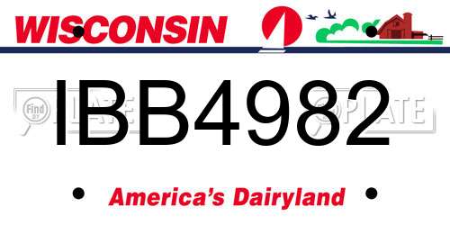 IBB4982 Wisconsin License Plate