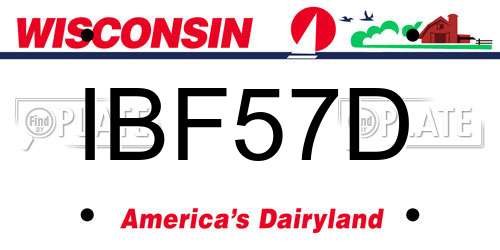 IBF57D Wisconsin License Plate