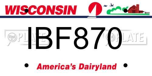 IBF870 Wisconsin License Plate