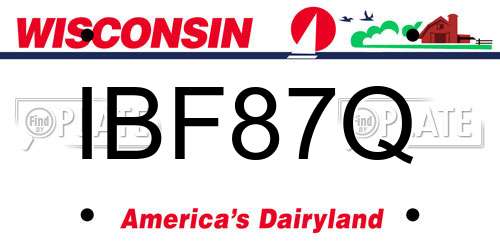 IBF87Q Wisconsin License Plate