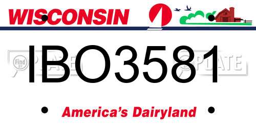 IBO3581 Wisconsin License Plate