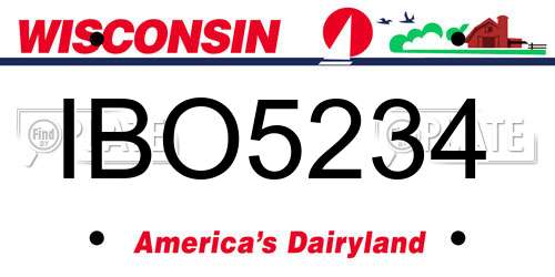 IBO5234 Wisconsin License Plate