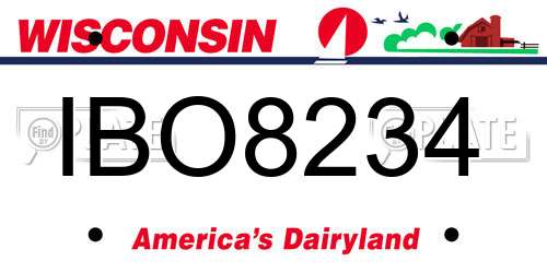 IBO8234 Wisconsin License Plate