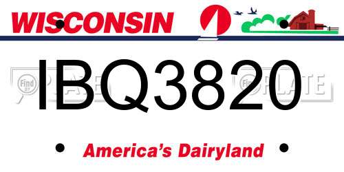IBQ3820 Wisconsin License Plate