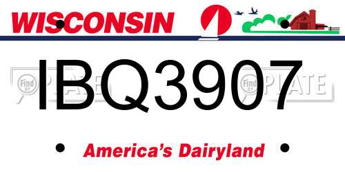 IBQ3907 Wisconsin License Plate