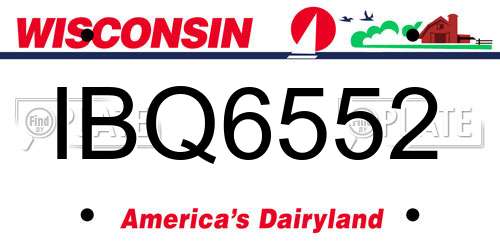 IBQ6552 Wisconsin License Plate