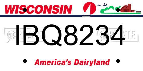 IBQ8234 Wisconsin License Plate