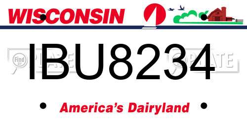 IBU8234 Wisconsin License Plate