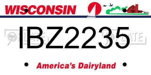 IBZ2235 Wisconsin License Plate