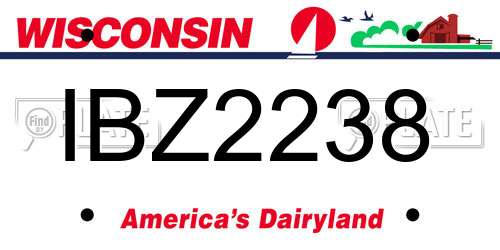 IBZ2238 Wisconsin License Plate