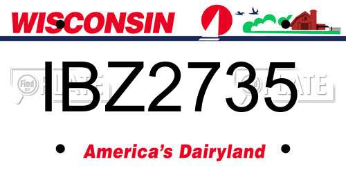 IBZ2735 Wisconsin License Plate