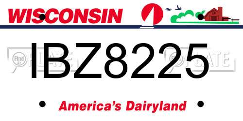 IBZ8225 Wisconsin License Plate