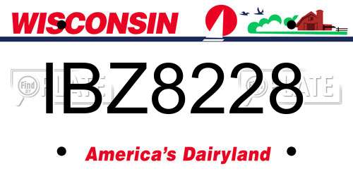 IBZ8228 Wisconsin License Plate