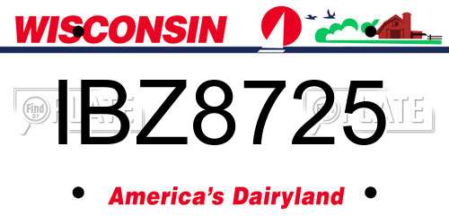 IBZ8725 Wisconsin License Plate