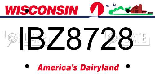 IBZ8728 Wisconsin License Plate
