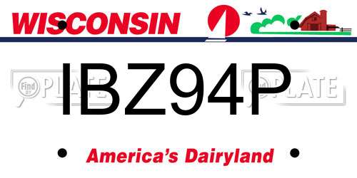 IBZ94P Wisconsin License Plate